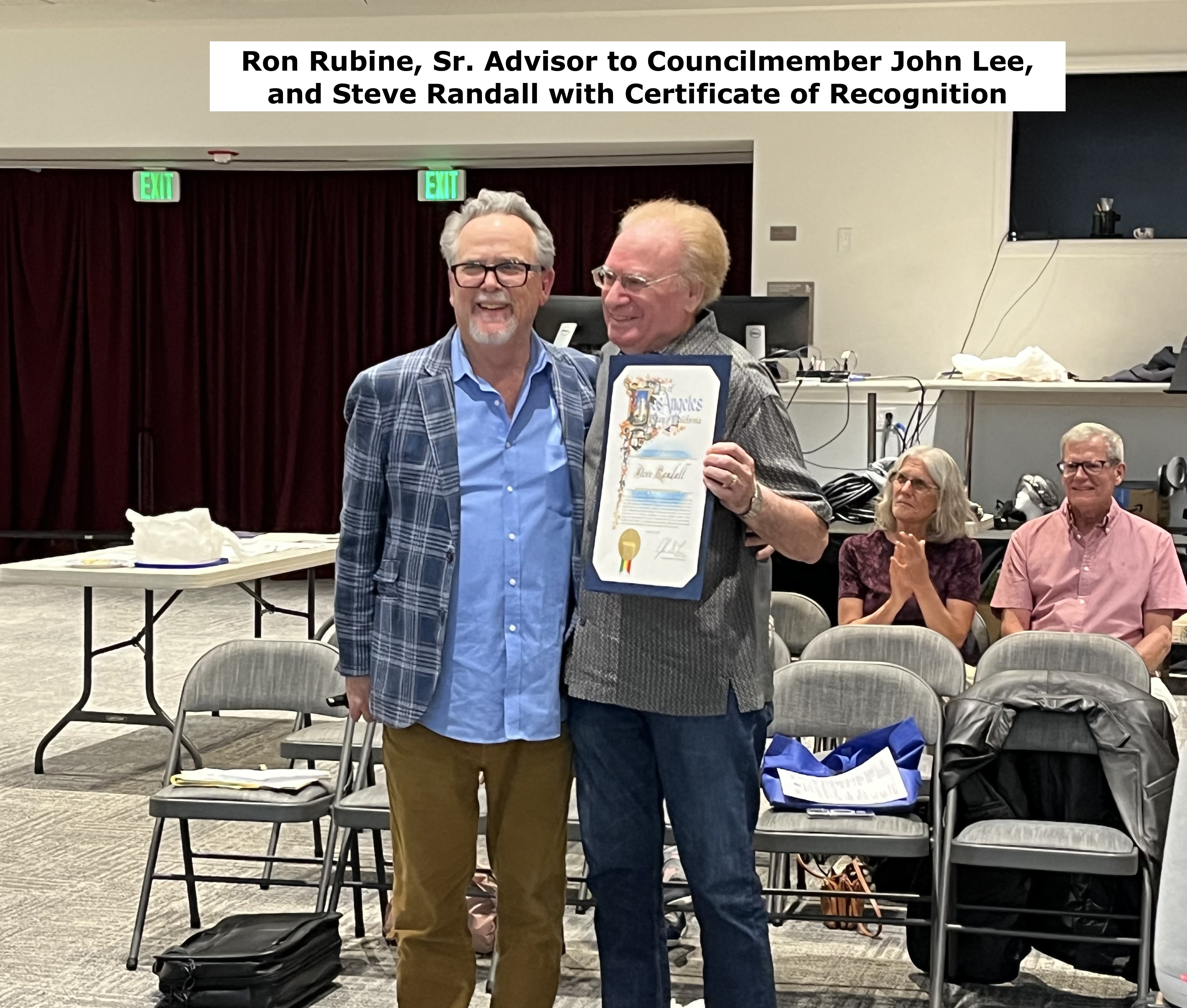 Ron Rubine and Steve Randall with Certificate of Recognition